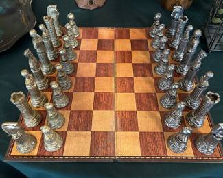 Metal Roman chess set