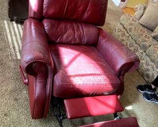 #24	Red Leather Recliner non-continuous Seat - As is Condition	 $75.00 			
