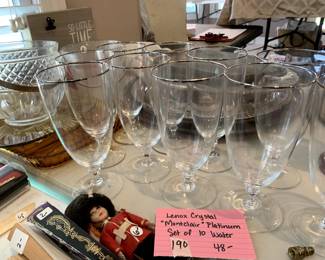 #190	Lenox Crystal Montclair Platinum Water Set of 10	 $48.00 			
