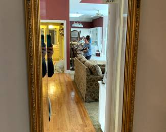 #31	Rectangle Wood Gold Beveled Glass Mirror  - 20x34	 $75.00 			
