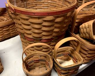 #234	Longaberger Tall Gathering Basket with 2 Small Berry Baskets Red Green	 $50.00 			
