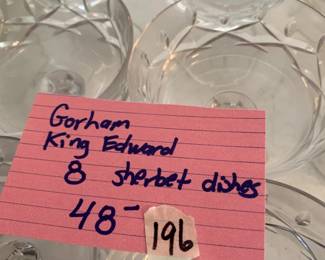 #196	Gorham King Edward 8 Sherbet Dishes	 $48.00 			
