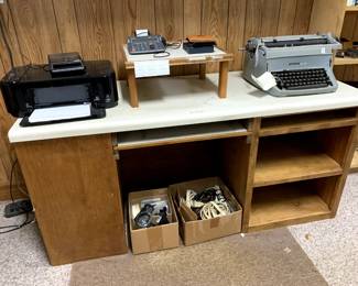 #73	Homemade Desk w/open Shelves in front w/slide-out keyboard w/3 shelves to one side - 61x24x28	 $45.00 			

