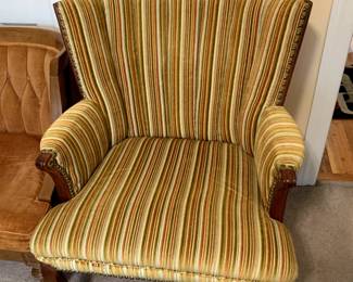 #9	yellow strip chair with queen Anne legs	 $75.00 			
