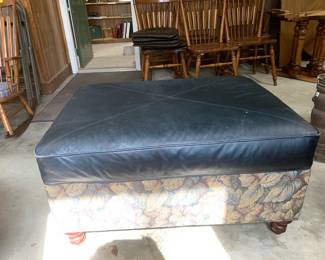 #162	Blue Leather Storage Ottoman with Upholstered Bottom Section 38x28x18	 $75.00 			
