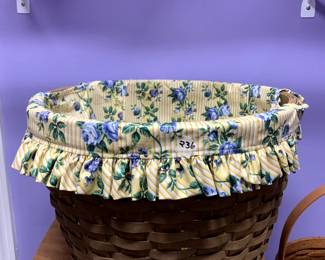 #236	Longaberger Gathering Basket with Yellow and White Striped Liner	 $60.00 			
