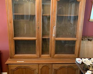 #16	Wood China Cabinet w/2 Glass Doors (has chicken wire inside), & 2 doors - 1 pc  - 54x16x72	 $75.00 			
