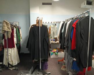 Racks of Clothing and Costumes (A Christmas Carol themed shown)
