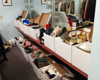 Boxes of clothing and accessories
