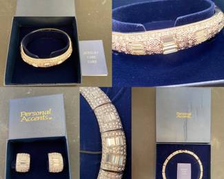 Fashion Crystals Choker, Bangle, & Matching Earrings by Personal Accents