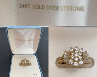 24 Kt Gold over Sterling CZ’s Ring size 8