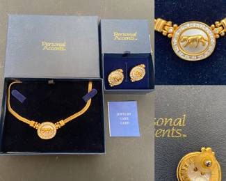 Personal Accents Fashion Lion Necklace/Pierced Earrings Set