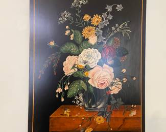 Black Laquer Floral Plaque