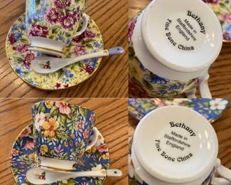 2 Bethany Staffordshire England Bone China Cups/Saucers