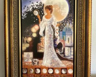 Moonlit Garden by Peter Nixon - Highligted and signed by artist.