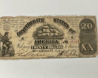 1861 $20 Confederate Note