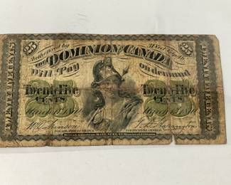 1870 Canadian Twenty Five Cent Note