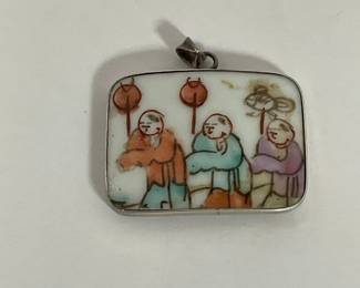 Asian Porcelain Pottery Pendant