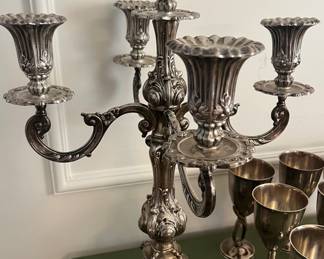 Large 5 light solid sterling silver candelabra circa 1890-1910