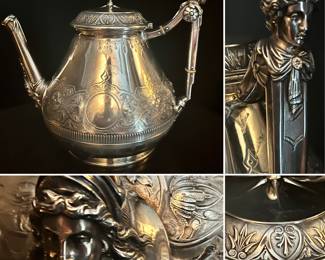 One of the finest silver hot water pots!  England circa 1900.  Hand chased solid sterling silver.
