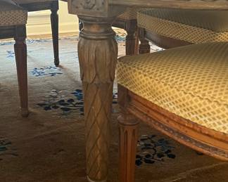 Exquisite Italian Hollywood Regency dining table circa 1938!!! 12 feet with three leaves in pristine condition…walnut and hand carved!