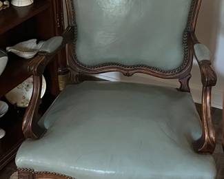 YES!  A powder blue leather Louis Philippe Fautiel chair by the one and only John Stoakley 