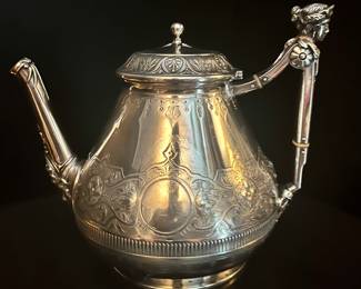 THE SISTER TO THIS TEAPOT IS CURRENTLY IN THE PHILADELPHIA MUSEUM OF ART…Made by Gorham Manufacturing Company, Providence, Rhode Island (1831–present) Sold by Bailey & Company, Philadelphia (1846–1878)