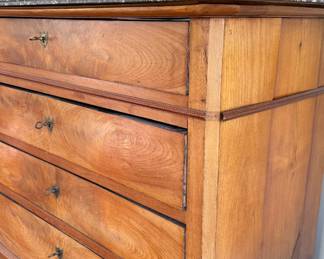 Antique Four-Drawer Chest of Drawers with Marble Top. Measures 48" x 22" D x 40" H. Photo 3 of 4.