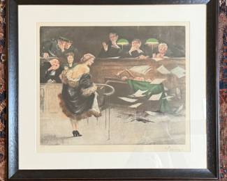 Gaston Hoffmann (French, 1883-1960) Satirical Courtroom Scenes. Signed and Numbered Etchings. Photo 1 of 11.