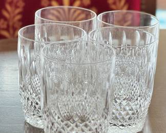 Set of 5 Waterford Crystal Clarendon Double Old Fashioned Glasses.