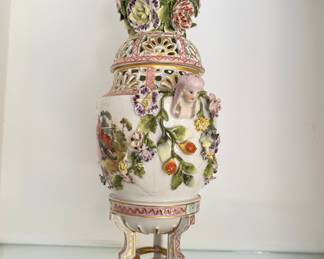 Dresden, Germany Lidded Porcelain Vase on Base - 2 Available. Photo 1 of 5.