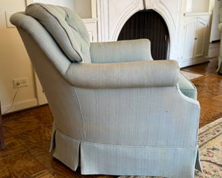 Pair of Vintage Baker Furniture Skirted Club Chairs with Down Filled Cushions. Each Measures 32" W x 34" D. Photo 2 of 3.