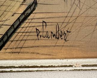 "Montmartre," View of Paris, Oil on Canvas. Signed By Artist, Paul Lambert. Measures 24 7/8" x 18"; 31" x 24" with Frame. Photo 2 of 3.