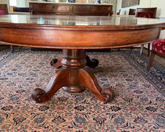 Antique Pedestal Extension Dining Table. Measures 72" As Shown With 17" Leaf. It's 52" W x 29" H with 25" Clearance and Comes With Three Additional 17" Leaves. Photo 2 of 5.