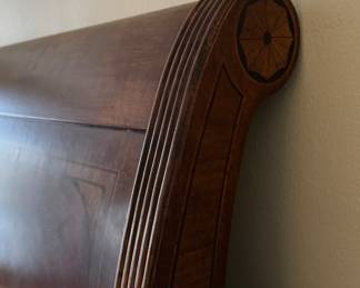 Flame Mahogany King Sleigh Bed with Satinwood Inlay. Photo 3 of 3.