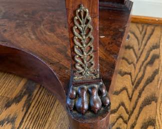 Regency Mahogany Console with Marble Top & Brass Ormolu (Top Does Have Crack). Measures 45" x 16" D x 36" H. Photo 6 of 7.