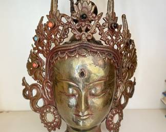 Bronzed Metal Deity Bust. Photo 1 of 3.