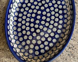 Polish Pottery Vegetable Dish. Photo 1 of 3.