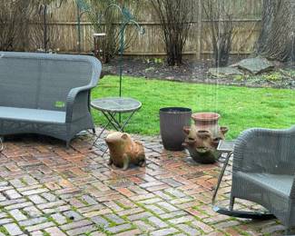 All Weather Outdoor Sofa, Terracotta Planters, All Weather Rocking Chairs - 2 Available.