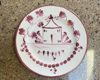 Pink & White Asian Motif Salad Plates.