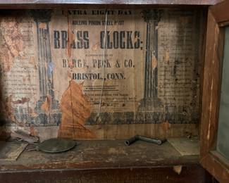 Antique Birge, Peck & Co 8 Day Triple Deck Wall Clock with Mirror. Measures 16" W x 33" H. Photo 4 of 4.