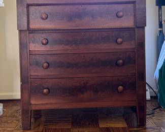 Antique Flame Mahogany Four-Drawer Mahogany Chest of Drawers. Measures 42" x 20" D x 42" H. Photo 1 of 3.