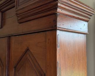 Mud Room in a Cabinet! Antique Cabinet Armoire with Blend of Gothic Revival and Federalist Styling. Interior Outfitted with Hooks For Hanging Coats. Measures 48” W x 15” D x 84” H. Photo 2 of 5.