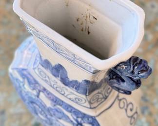 Asian Chinoiserie Vase with Dragon Ornamentation. Measures 15" H. Photo 2 of 3.