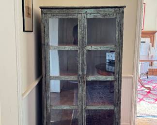 Antique Glass Front Cabinet. Measures 34” W x 16.5” D x 60.5” H. Photo 1 of 3.
