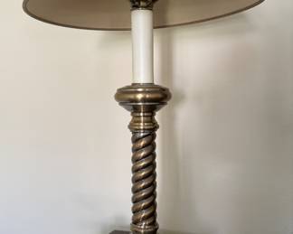 Barley Twist Brass Table Lamp. Measures 24” H.