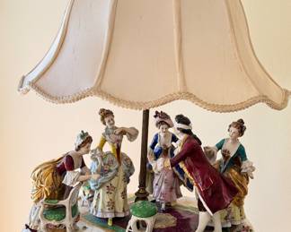 Antique Victorian Porcelain Boudoir Lamp.