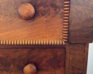 Antique Flame Mahogany Four-Drawer Mahogany Chest of Drawers. Measures 42" x 20" D x 42" H. Photo 2 of 3.