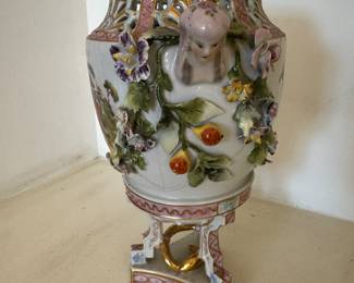 Dresden, Germany Lidded Porcelain Vase on Base - 2 Available. Photo 2 of 5.