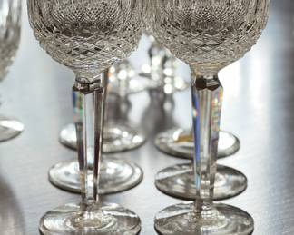 Set of 6 Waterford Crystal Clarendon Wine Glasses.